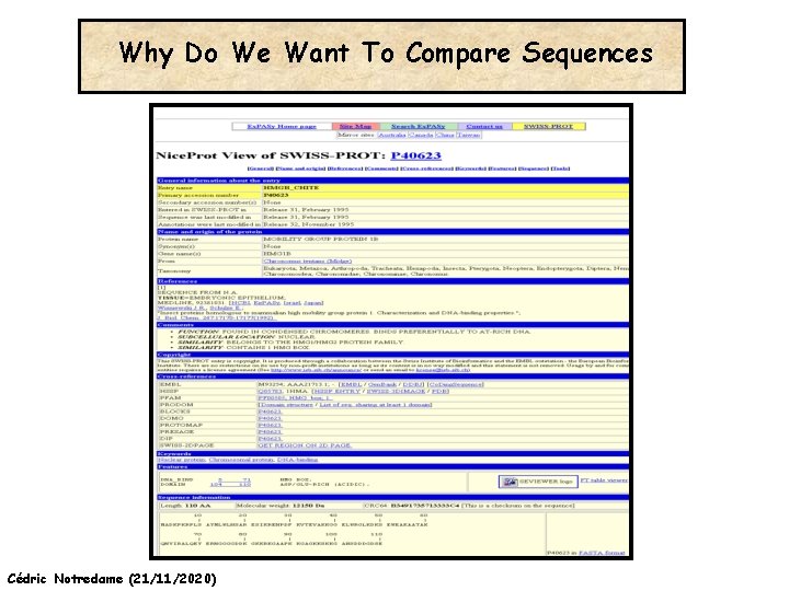 Why Do We Want To Compare Sequences Cédric Notredame (21/11/2020) 