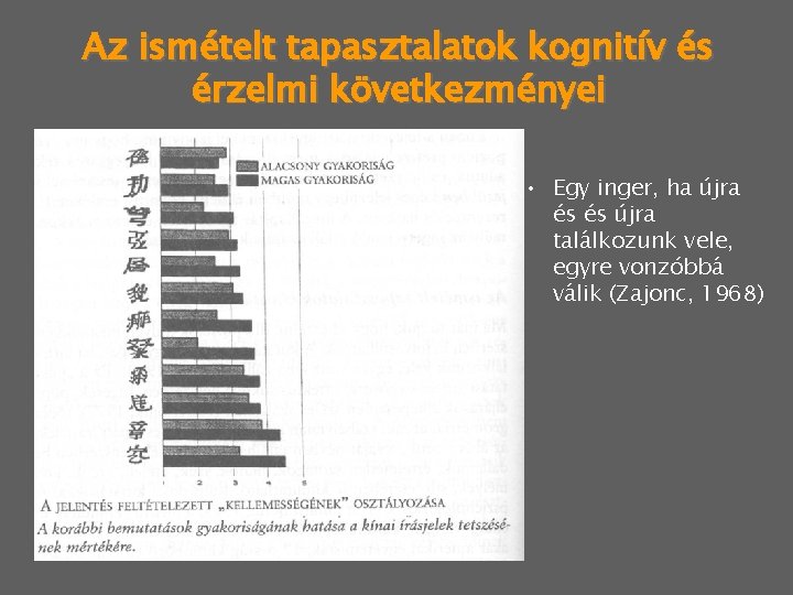 Az ismételt tapasztalatok kognitív és érzelmi következményei • Egy inger, ha újra és és