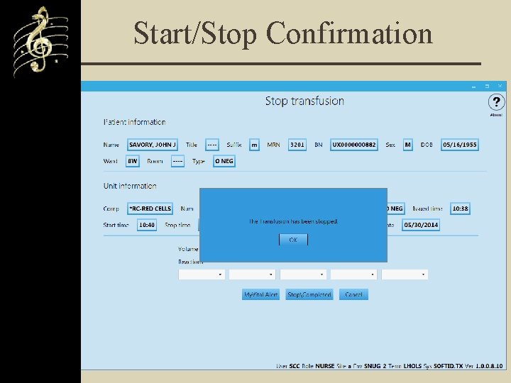 Start/Stop Confirmation 