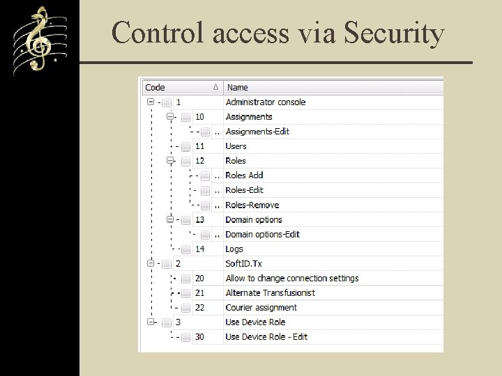 Control access via Security 