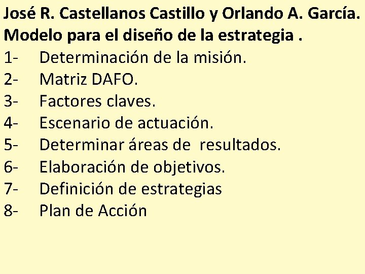 José R. Castellanos Castillo y Orlando A. García. Modelo para el diseño de la