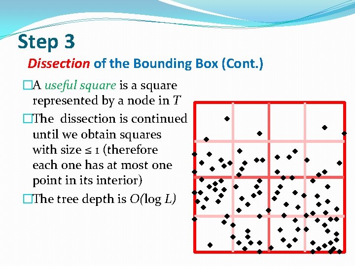 Step 3 Dissection of the Bounding Box (Cont. ) �A useful square is a