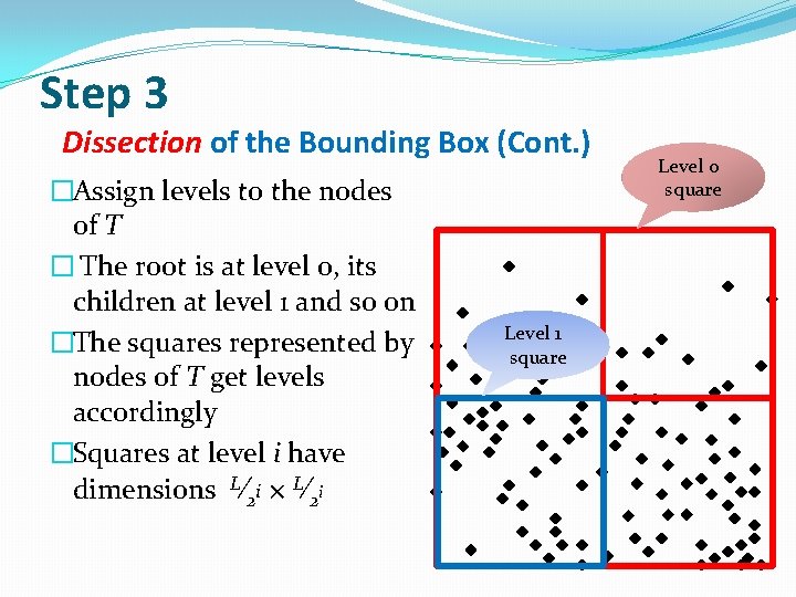 Step 3 Dissection of the Bounding Box (Cont. ) �Assign levels to the nodes