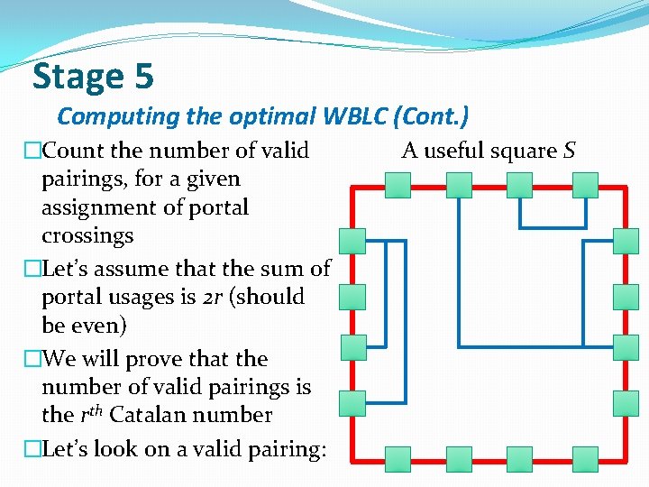 Stage 5 Computing the optimal WBLC (Cont. ) �Count the number of valid pairings,