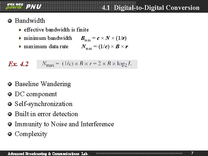 세계로 미래로 power PNU 4. 1 Digital-to-Digital Conversion Bandwidth effective bandwidth is finite minimum 세계로 미래로 power PNU 4. 1 Digital-to-Digital Conversion Bandwidth effective bandwidth is finite minimum
