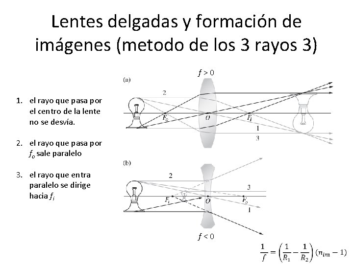 Lentes delgadas y formación de imágenes (metodo de los 3 rayos 3) f > Lentes delgadas y formación de imágenes (metodo de los 3 rayos 3) f >
