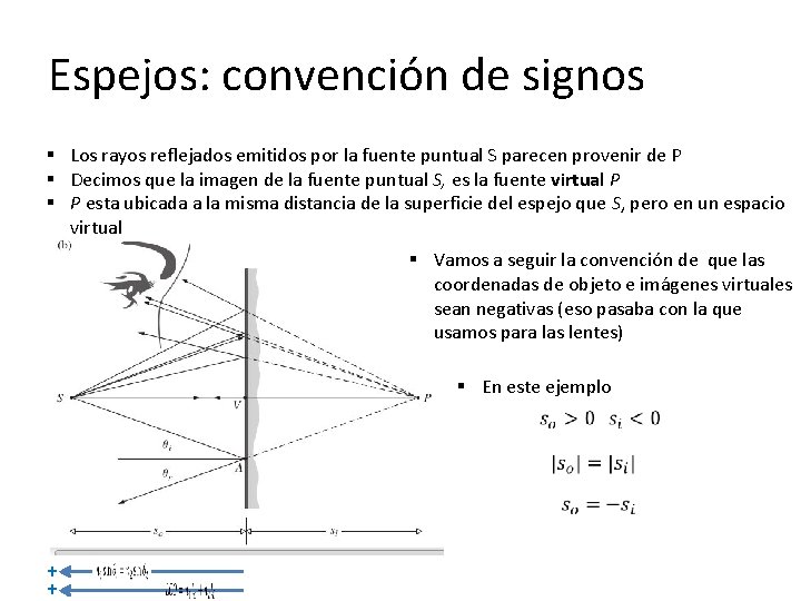 Espejos: convención de signos § Los rayos reflejados emitidos por la fuente puntual S Espejos: convención de signos § Los rayos reflejados emitidos por la fuente puntual S