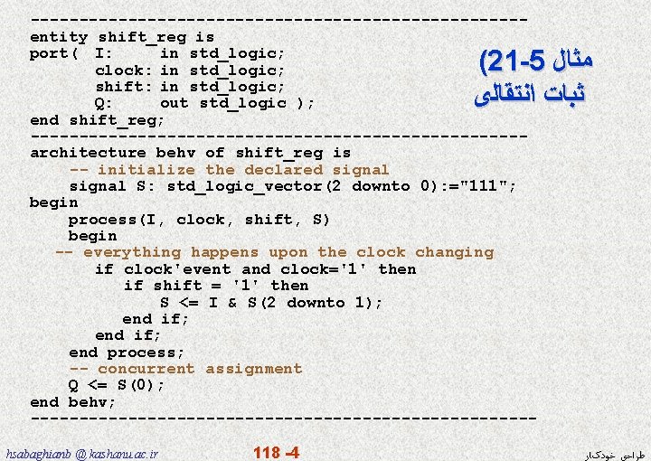 -------------------------entity shift_reg is port( I: in std_logic; clock: in std_logic; shift: in std_logic; Q: