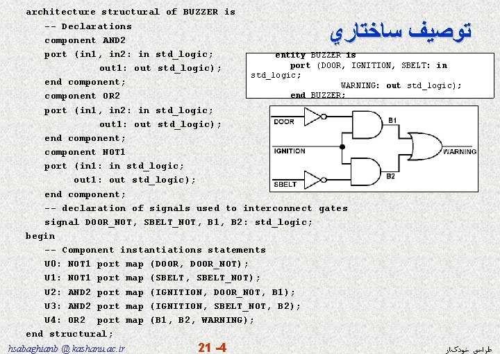 architecture structural of BUZZER is -- Declarations component AND 2 port (in 1, in