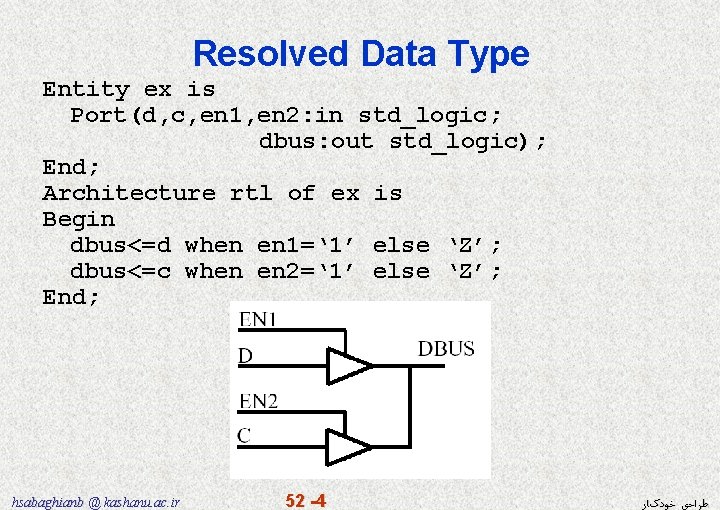 Resolved Data Type Entity ex is Port(d, c, en 1, en 2: in std_logic;