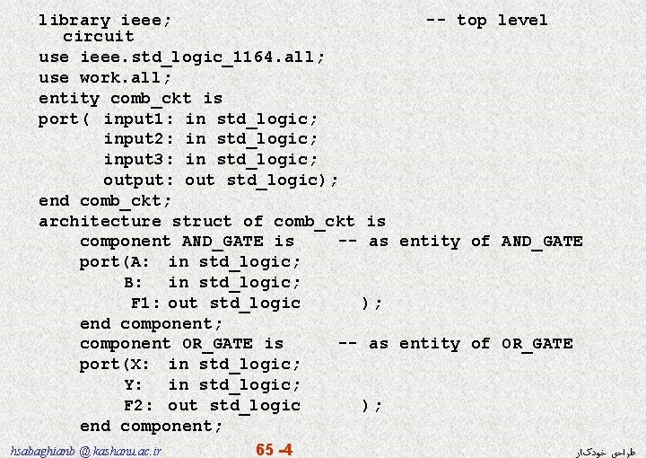 library ieee; -- top level circuit use ieee. std_logic_1164. all; use work. all; entity