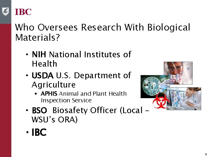 IBC Who Oversees Research With Biological Materials? • NIH National Institutes of Health •