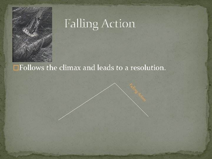 Falling Action �Follows the climax and leads to a resolution. g llin Fa n