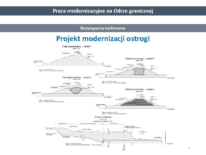 Prace modernizacyjne na Odrze granicznej Rozwiązania techniczne Projekt modernizacji ostrogi 9 