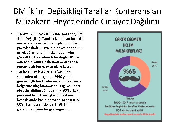 BM İklim Değişikliği Taraflar Konferansları Müzakere Heyetlerinde Cinsiyet Dağılımı • • Türkiye, 2000 ve