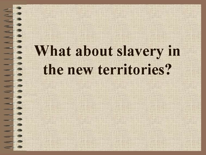 What about slavery in the new territories? 