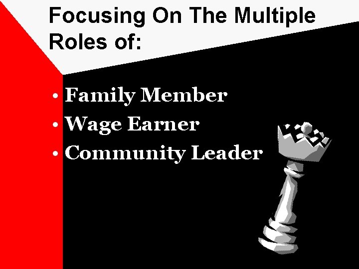 Focusing On The Multiple Roles of: • Family Member • Wage Earner • Community