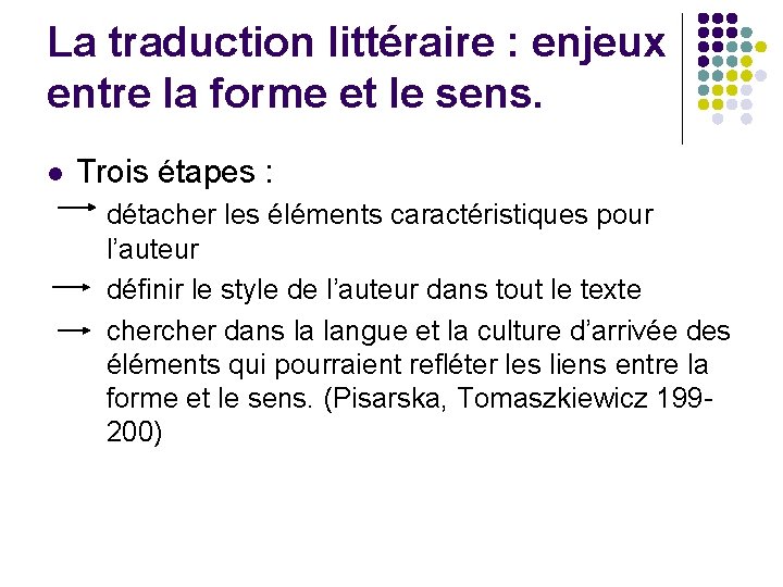 La traduction littéraire : enjeux entre la forme et le sens. l Trois étapes