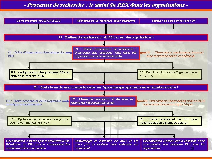 - Processus de recherche : le statut du REX dans les organisations Cadre théorique