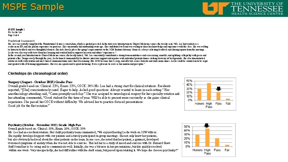 MSPE Sample 1 Re: Leslie Lee Page 2 of 4 Preclinical Coursework Ms. Lee