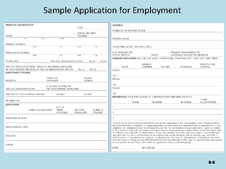 Sample Application for Employment 8 -5 Sample Application for Employment 8 -5