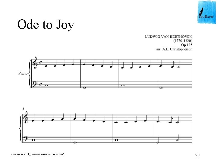 Ode to Joy Score source: http: //www. music-scores. com/ 32 