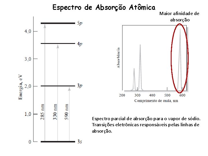Espectro de Absorção Atômica Maior afinidade de absorção Espectro parcial de absorção para o