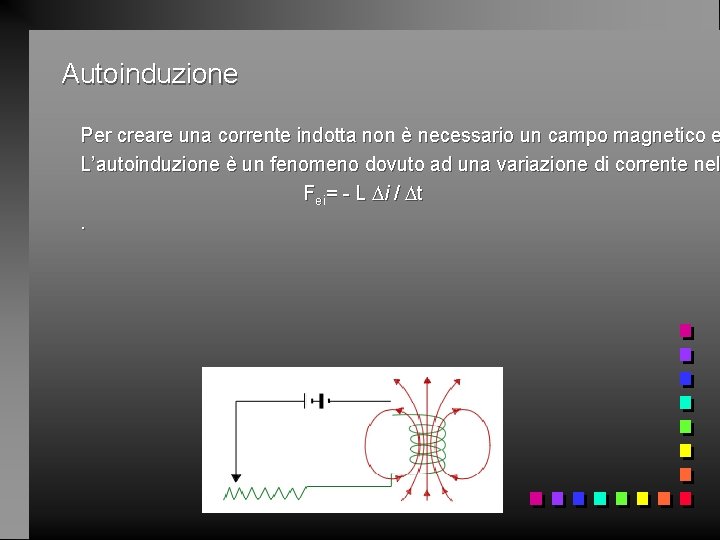 Autoinduzione Per creare una corrente indotta non è necessario un campo magnetico e L’autoinduzione