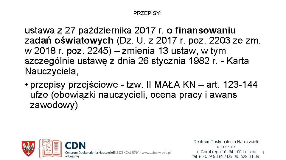 PRZEPISY: ustawa z 27 października 2017 r. o finansowaniu zadań oświatowych (Dz. U. z