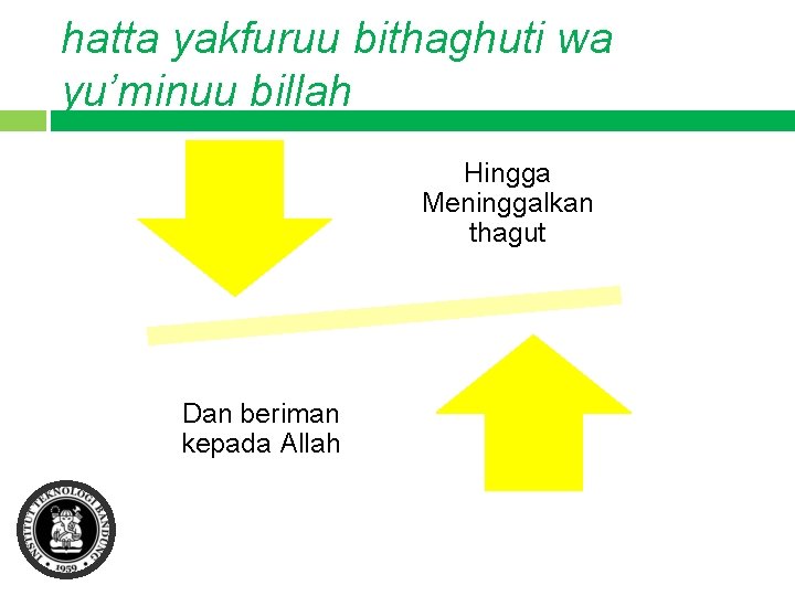 hatta yakfuruu bithaghuti wa yu’minuu billah Hingga Meninggalkan thagut Dan beriman kepada Allah 