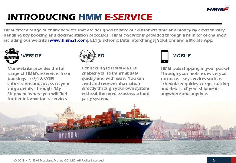 INTRODUCING HMM E-SERVICE HMM offer a range of online services that are designed to