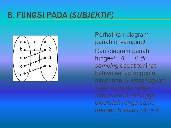 B. FUNGSI PADA (SUBJEKTIF) a 1 b 2 c 3 d 4 e Perhatikan