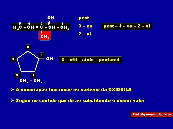OH 5 4 3 2 pent 1 H 3 C – CH = C