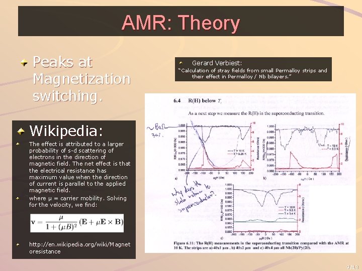 AMR: Theory Peaks at Magnetization switching. Gerard Verbiest: “Calculation of stray fields from small