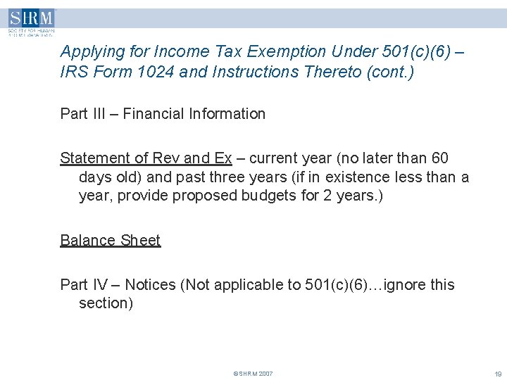 Applying for Income Tax Exemption Under 501(c)(6) – IRS Form 1024 and Instructions Thereto