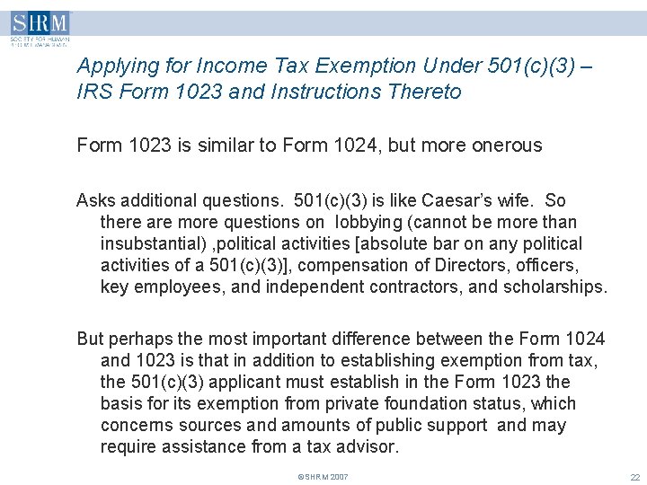 Applying for Income Tax Exemption Under 501(c)(3) – IRS Form 1023 and Instructions Thereto