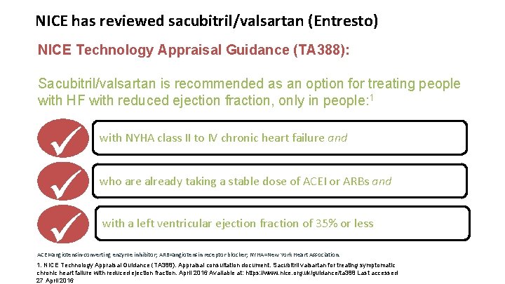 NICE has reviewed sacubitril/valsartan (Entresto) NICE Technology Appraisal Guidance (TA 388): Sacubitril/valsartan is recommended NICE has reviewed sacubitril/valsartan (Entresto) NICE Technology Appraisal Guidance (TA 388): Sacubitril/valsartan is recommended