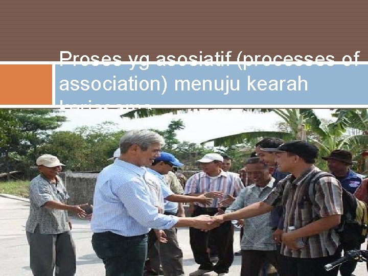 Proses yg asosiatif (processes of association) menuju kearah kerjasama 