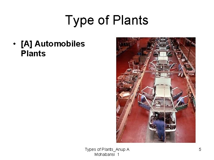 Type of Plants • [A] Automobiles Plants Types of Plants_Anup A Mohabansi 1 5