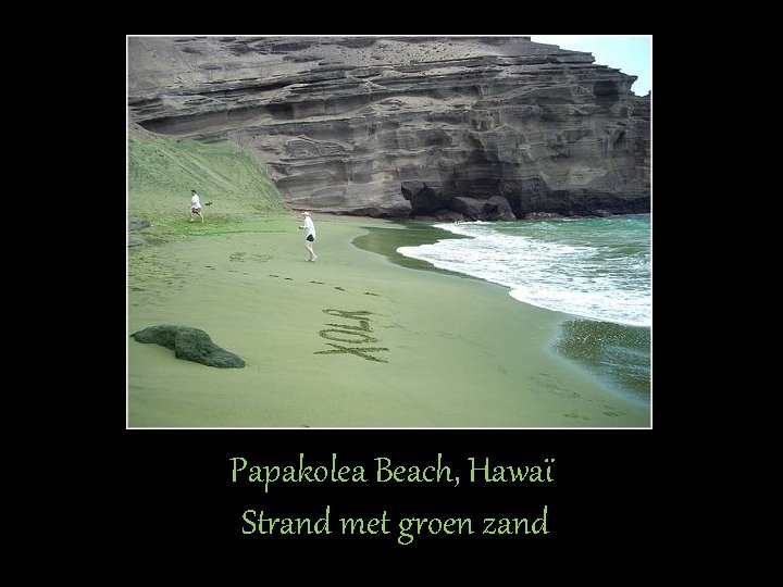 Papakolea Beach, Hawaï Strand met groen zand 