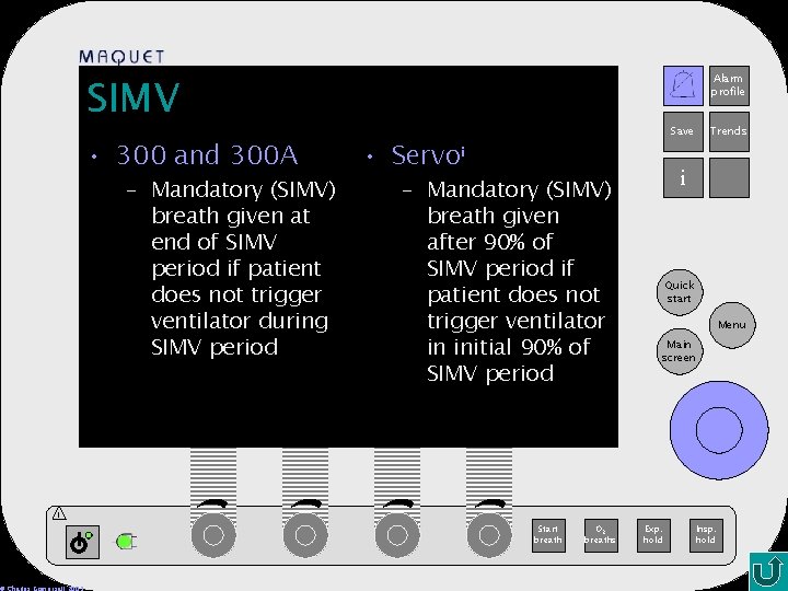 SIMV • 300 and 300 A – Mandatory (SIMV) breath given at end of