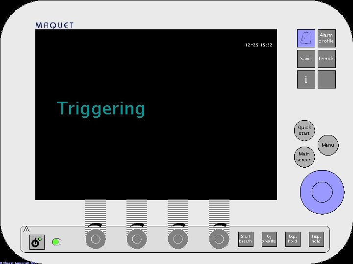 Alarm profile 12 -25 15: 32 Save Trends i Triggering Quick start Menu Main