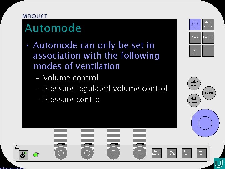 Automode Alarm profile 12 -25 15: 32 Save • Automode can only be set