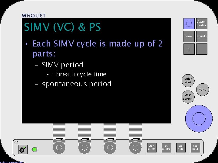 SIMV (VC) & PS Alarm profile 12 -25 15: 32 Save • Each SIMV