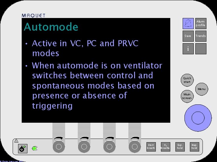 Automode Alarm profile 12 -25 15: 32 • Active in VC, PC and PRVC