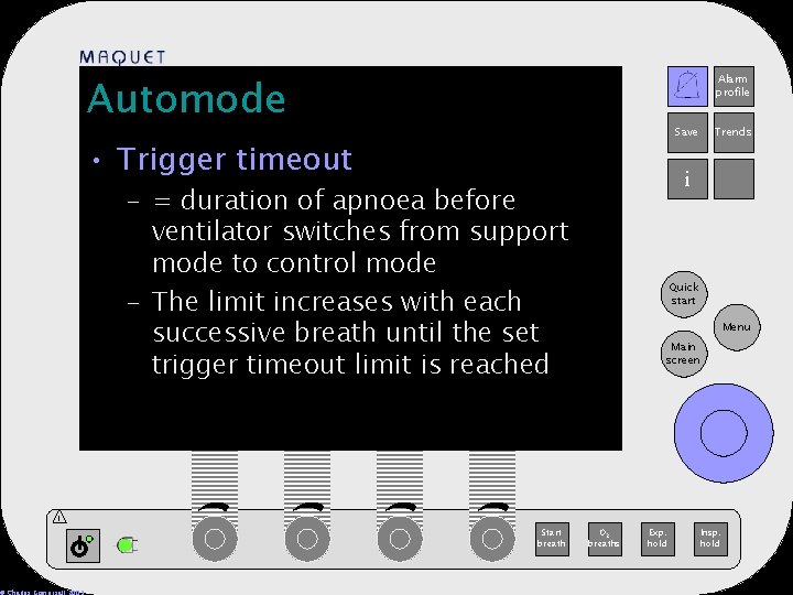 Automode Alarm profile 12 -25 15: 32 Save • Trigger timeout Trends i –