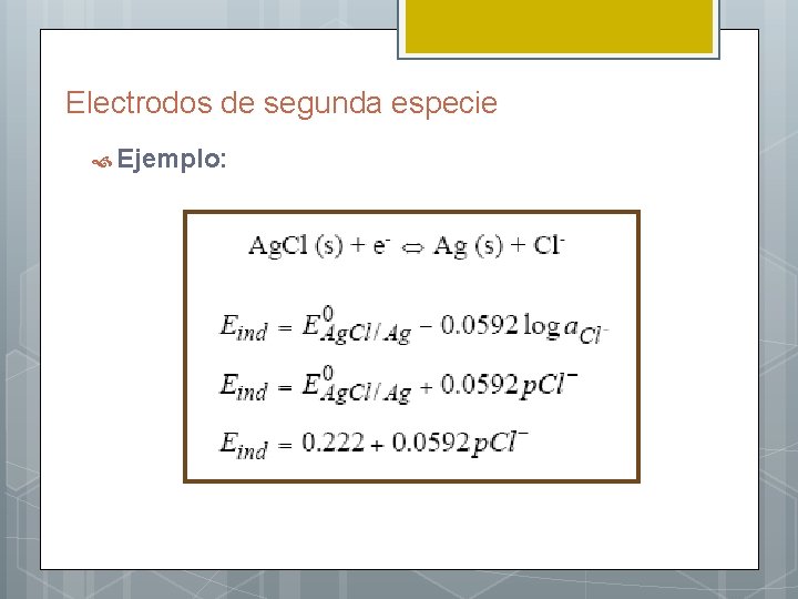 Electrodos de segunda especie Ejemplo: 