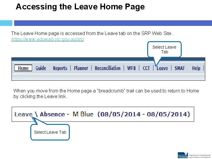 Accessing the Leave Home Page The Leave Home page is accessed from the Leave