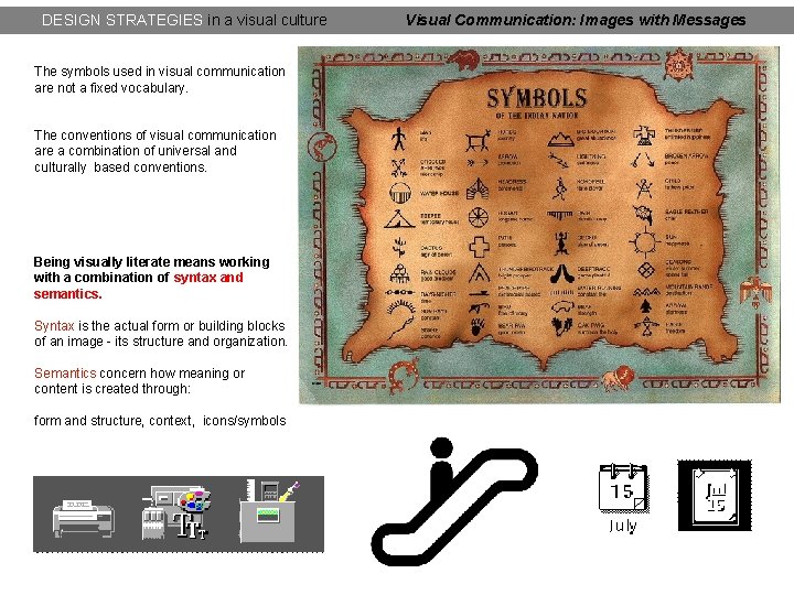 DESIGN STRATEGIES in a visual culture The symbols used in visual communication are not