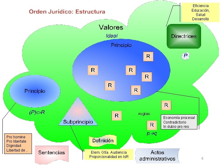 Eficiencia Educación, Salud Desarrollo Economía procesal Contradictorio In dubio pro reo Pro homine Pro